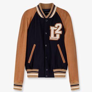 Dsquared2 Varsity wool and leather bomber